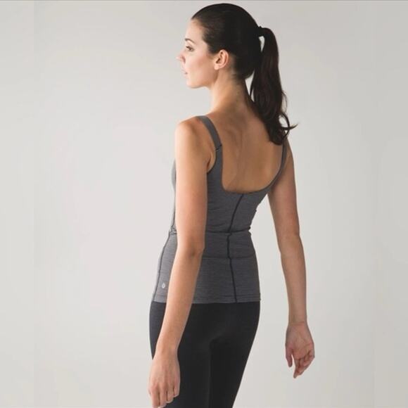 Lululemon Women’s Barre None Tank in Mini Pop Stripe Heathered Slate Black - Picture 1 of 7